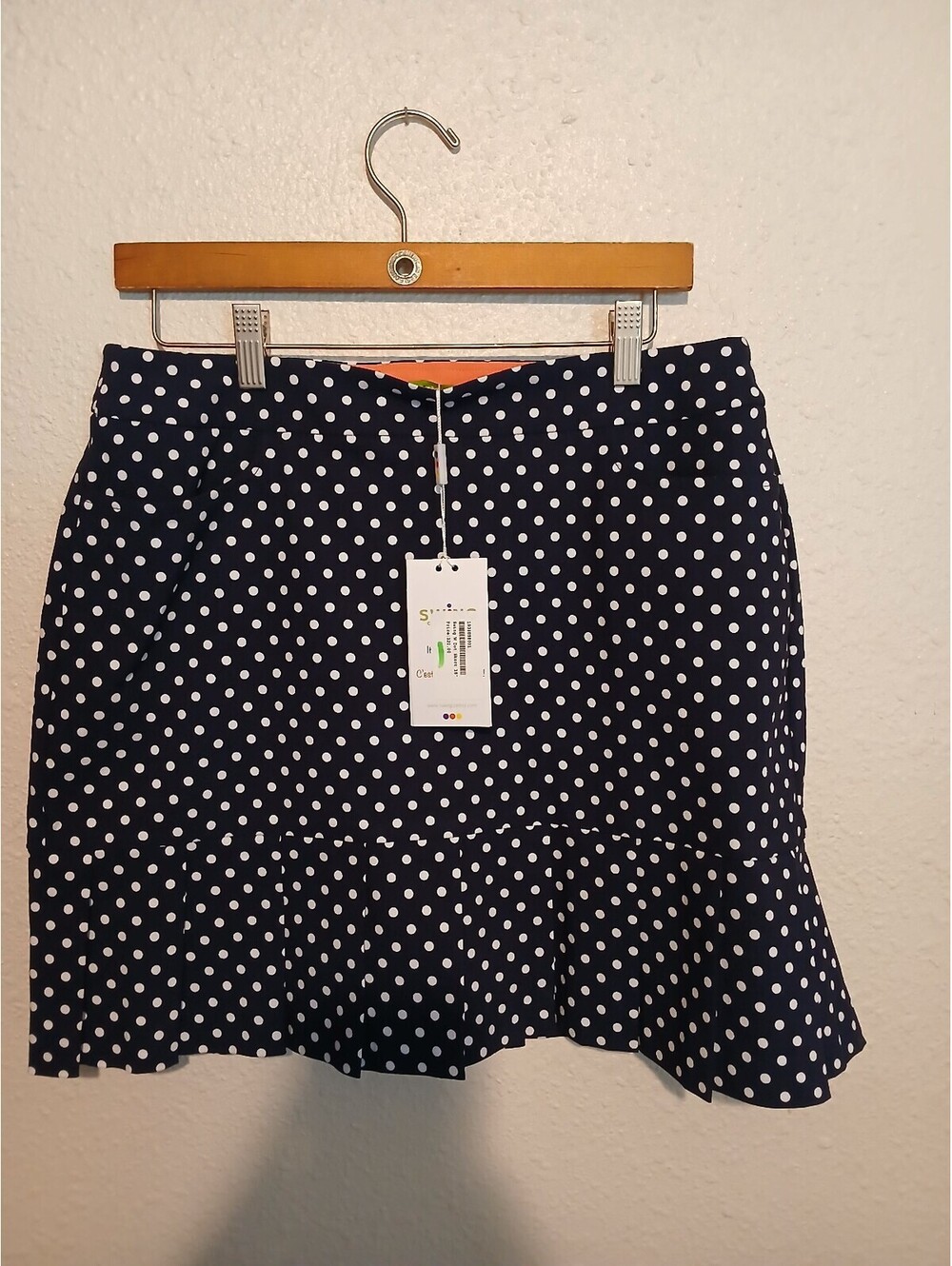 G022. Swing W Dot Skort 18" Navy Blue Polka Dot Skirt